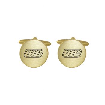 Brushed Steel Cufflinks - UIC Flames