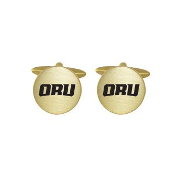Brushed Steel Cufflinks - Oral Roberts Golden Eagles