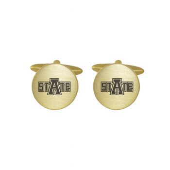Brushed Steel Cufflinks - Arkansas State Red Wolves