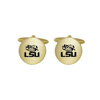 Brushed Steel Cufflinks - LSU Tigers