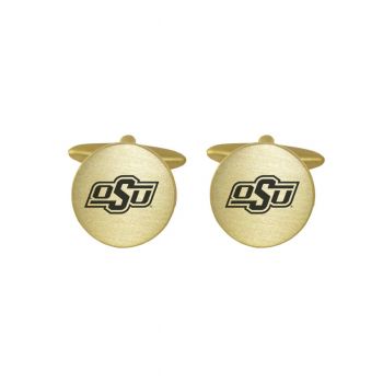 Brushed Steel Cufflinks - Oklahoma State Bobcats