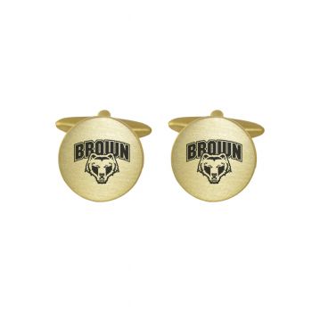 Brushed Steel Cufflinks - Brown Bears