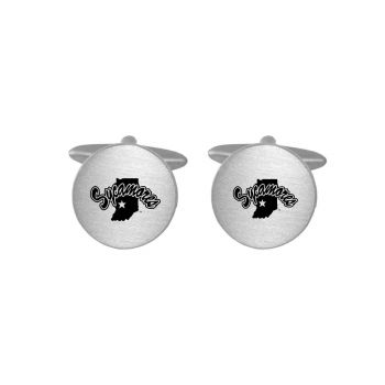 Brushed Steel Cufflinks - Indiana State Sycamores