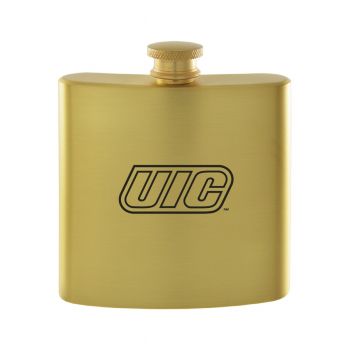 6 oz Brushed Stainless Steel Flask - UIC Flames
