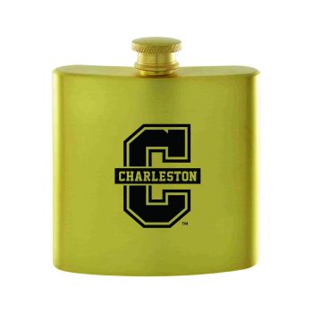 6 oz Brushed Stainless Steel Flask - College of Charleston