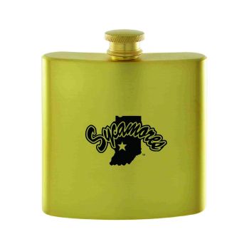 6 oz Brushed Stainless Steel Flask - Indiana State Sycamores
