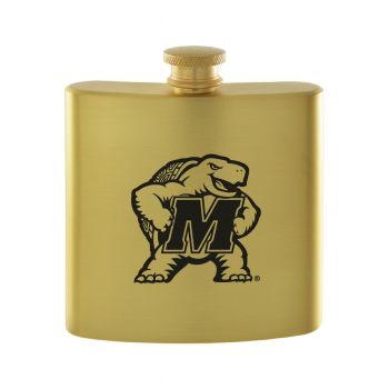 6 oz Brushed Stainless Steel Flask - Maryland Terrapins