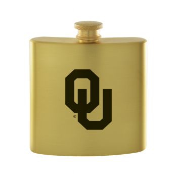 6 oz Brushed Stainless Steel Flask - Oklahoma Sooners