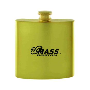 6 oz Brushed Stainless Steel Flask - UMass Boston