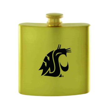 6 oz Brushed Stainless Steel Flask - Washington State Cougars