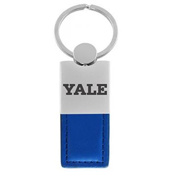 Modern Leather and Metal Keychain - Yale Bulldogs