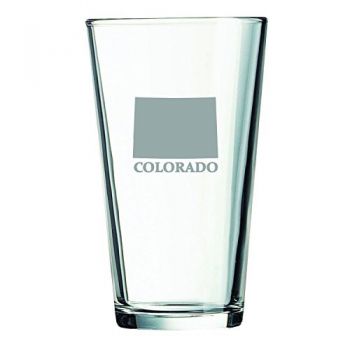 16 oz Pint Glass  - Colorado State Outline - Colorado State Outline
