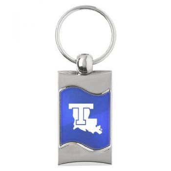 Keychain Fob with Wave Shaped Inlay - LA Tech Bulldogs