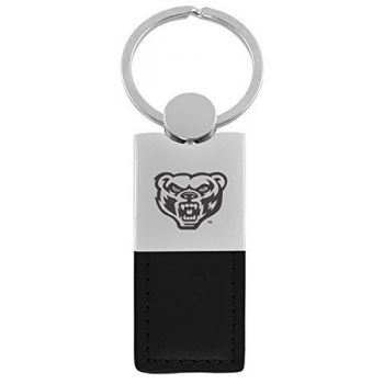 Modern Leather and Metal Keychain - Oakland Grizzlies