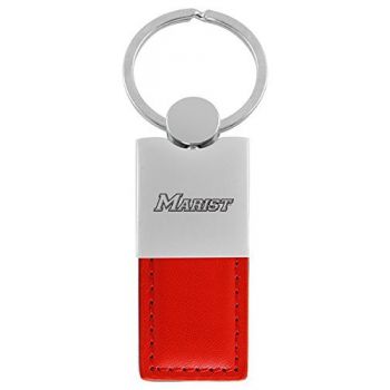 Modern Leather and Metal Keychain - Marist Red Foxes