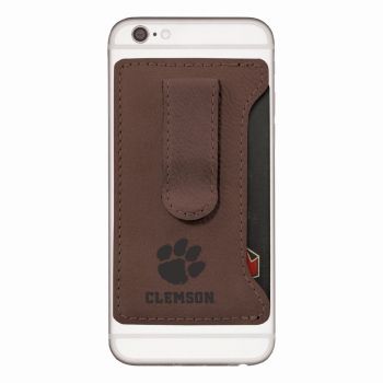Cell Phone Card Holder Wallet with Money Clip - Clemson Tigers