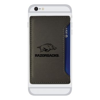 Faux Leather Cell Phone Card Holder - Arkansas Razorbacks