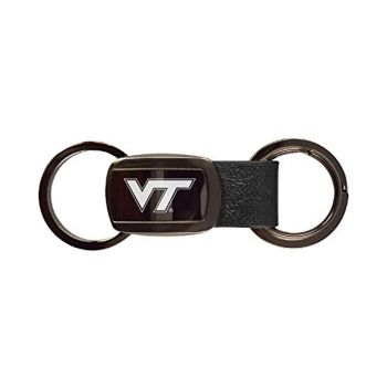 3-Ring Leather and Metal Keychain - Virginia Tech Hokies