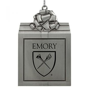 Pewter Gift Box Ornament - Emory Eagles