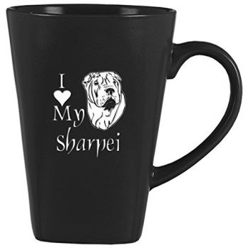 14 oz Square Ceramic Coffee Mug  - I Love My Sharpei