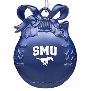 Pewter Christmas Bulb Ornament - SMU Mustangs