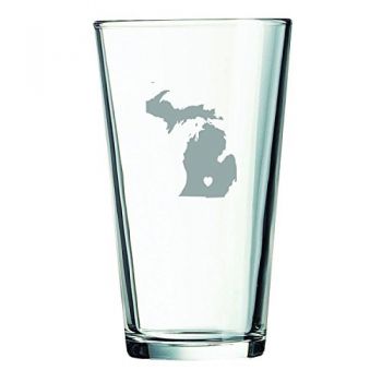 16 oz Pint Glass  - I Heart Michigan - I Heart Michigan
