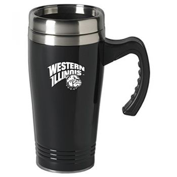 16 oz Stainless Steel Coffee Mug with handle - Western Illinois Leathernecks