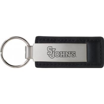 Stitched Leather and Metal Keychain - St. John's University