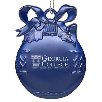 Pewter Christmas Bulb Ornament - Georgia College Bobcats