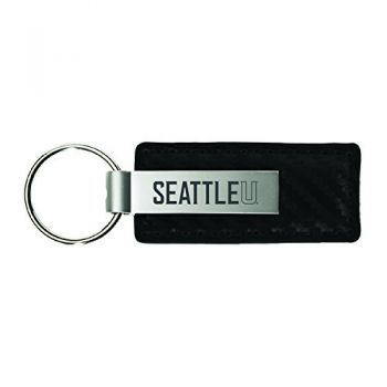 Carbon Fiber Styled Leather and Metal Keychain - Seattle Red Hawks
