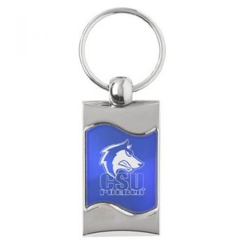 Keychain Fob with Wave Shaped Inlay - CSU Pueblo Thunderwolves