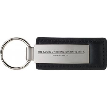 Stitched Leather and Metal Keychain - GWU Colonials