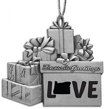 Pewter Gift Display Christmas Tree Ornament - Oregon Love - Oregon Love