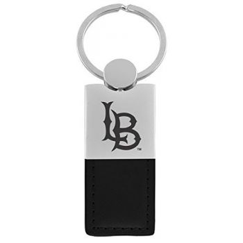 Modern Leather and Metal Keychain - Long Beach State 49ers