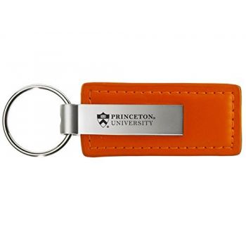 Stitched Leather and Metal Keychain - Princeton University