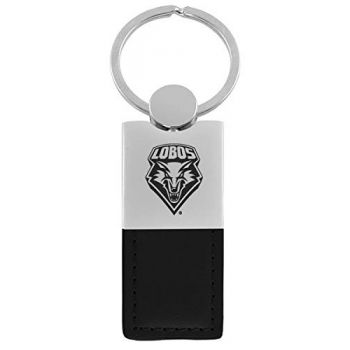 Modern Leather and Metal Keychain - UNM Lobos