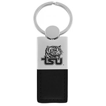 Modern Leather and Metal Keychain - Tennessee State Tigers