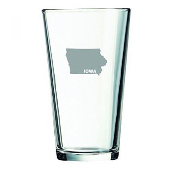 16 oz Pint Glass  - Iowa State Outline - Iowa State Outline