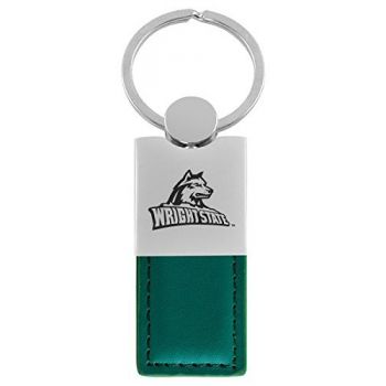 Modern Leather and Metal Keychain - Wright State Raiders