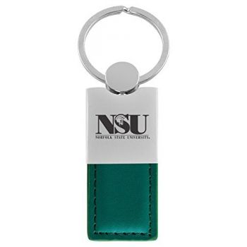 Modern Leather and Metal Keychain - Norfolk State Spartans