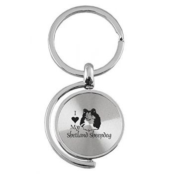 Spinner Round Keychain  - I Love My Shetland Sheepdog