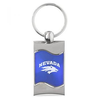 Keychain Fob with Wave Shaped Inlay - Nevada Wolf Pack