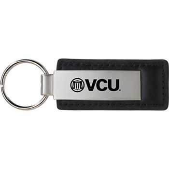 Stitched Leather and Metal Keychain - VCU Rams