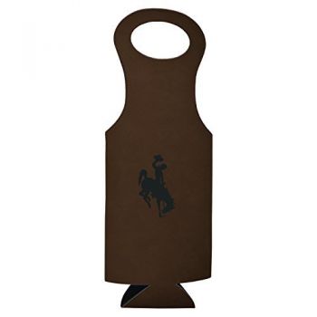 Velour Leather Wine Tote Carrier - Wyoming Cowboys