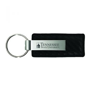Carbon Fiber Styled Leather and Metal Keychain - Tennessee State Tigers