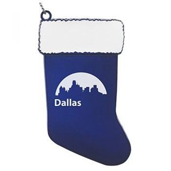 Pewter Stocking Christmas Ornament - Dallas City Skyline
