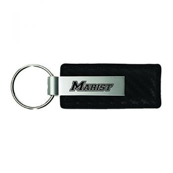 Carbon Fiber Styled Leather and Metal Keychain - Marist Red Foxes