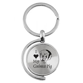 Spinner Round Keychain  - I Love My Guinea Pig