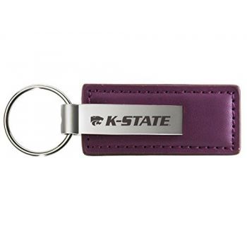 Stitched Leather and Metal Keychain - Kansas State Wildcats