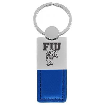 Modern Leather and Metal Keychain - FIU Panthers